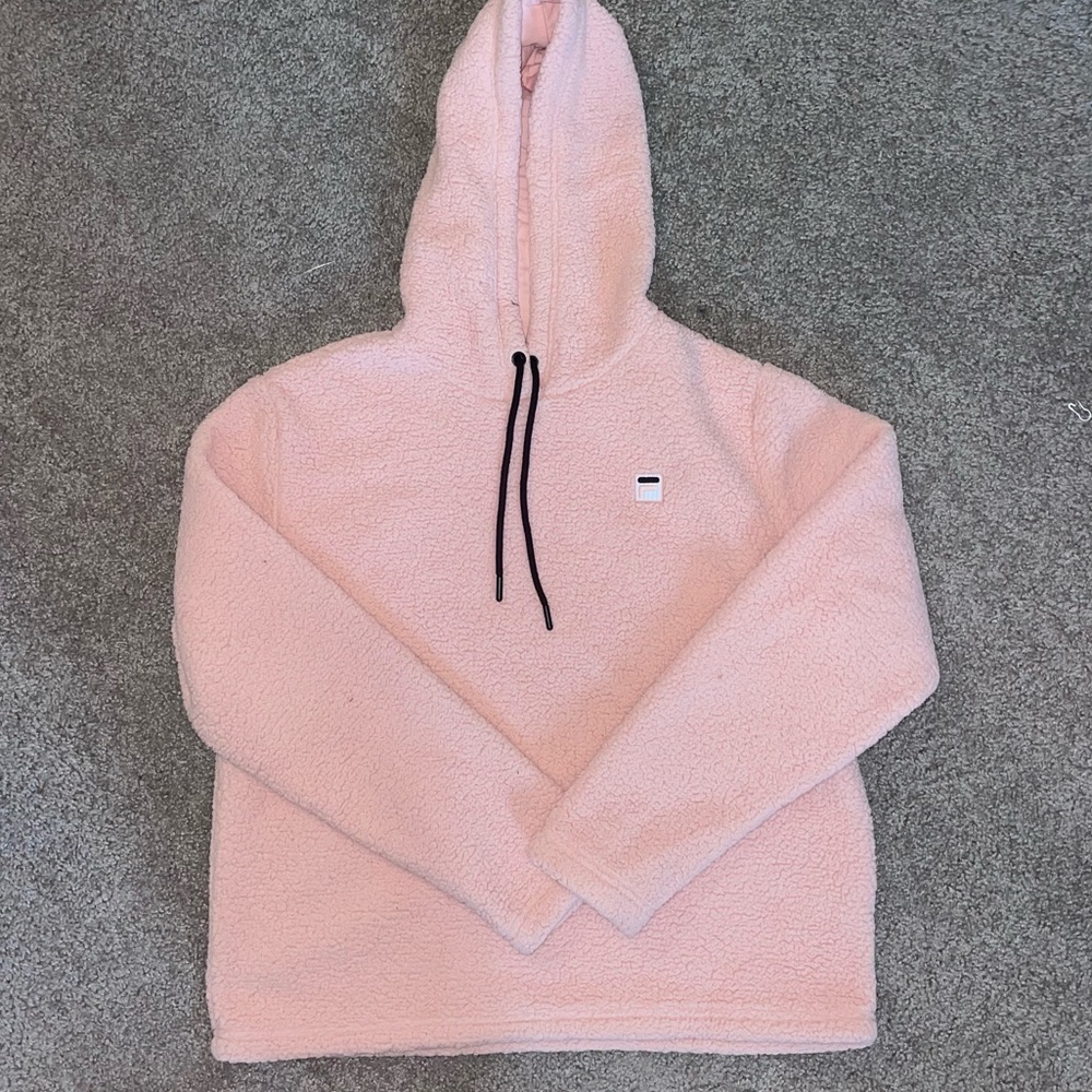 Fila - white oversized Sherpa hoodie